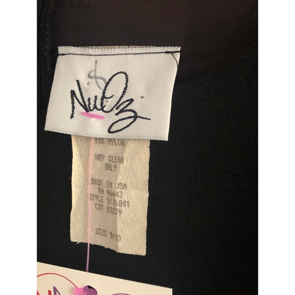 1990s-Y2K NU OZ Lace Cut Out Semi SHEER Midriff Black Party Dress. Medium-Large - Picture 6 of 6